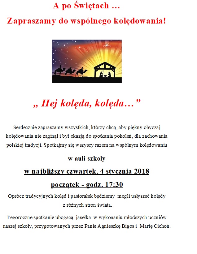 zaproszenie na kolędowanie